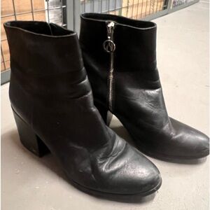 Black leather ankle boots